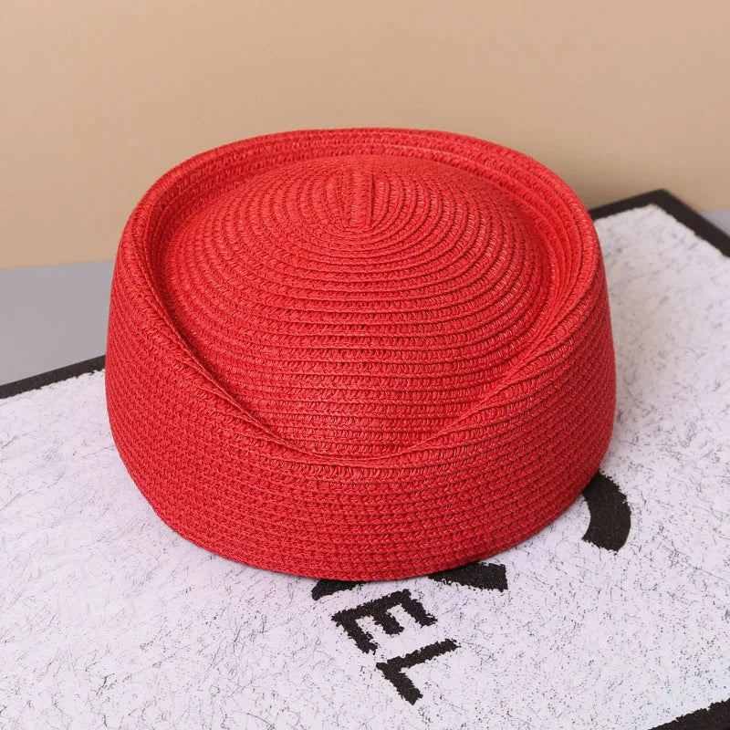 2026 New Summer Straw Fedoras Hats for Women Hostess Fashion Pillbox Hat Millinery Fascinator Designer Beret Hats Painter's Hat