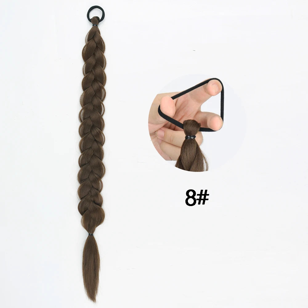 Synthetic Braided Ponytail Extensions Blonde Hairpiece Long Pony Tail With Hair Tie Rubber Band Hair Blonde For Women