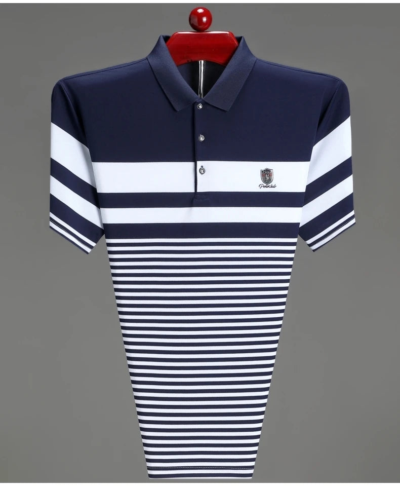Light luxury fashion striped short sleeve polo shirt high-end brand embroidery summer breathable Paul T-shirt casual men's wear