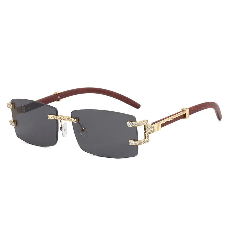 y2k Vintage Fashion Luxury Brand Designer Rimless Diamond Sunglasses Women Crystal Rhinestone Square Sun Glasses For Men UV400