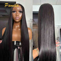 Double Drawn Bleached Knots Bone Straight Wig 250% Density 360 13x6 HD Transparent Lace Frontal Human Hair Wigs Pre plucked