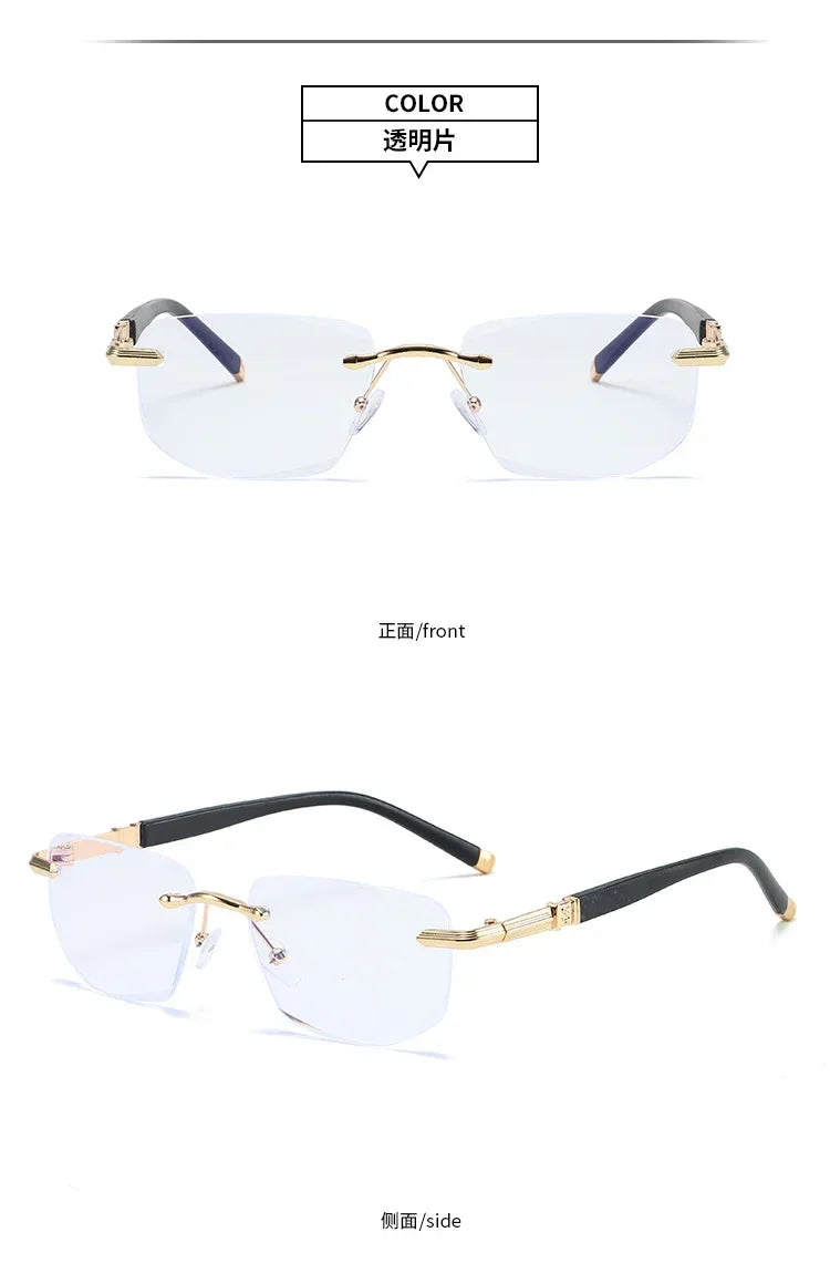 Ultra Light Frameless Diamond Cutting Reading Glasses  Women Men Anti Blue Light Presbyopia Glasses Fashion Sun Shading Glasses