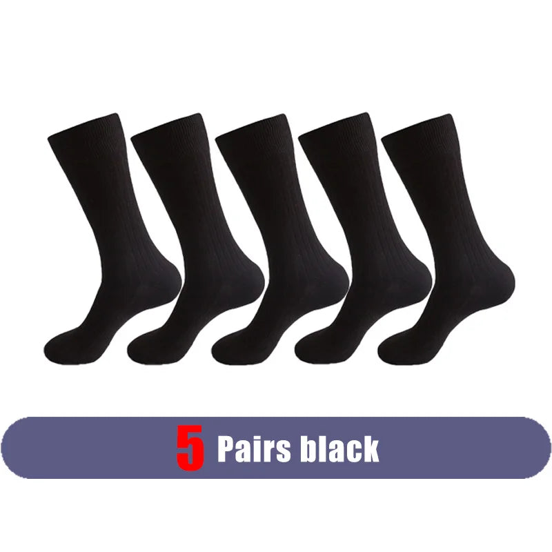 Mans Socks Long Plus Large Size Cotton Solid Striped Business Boneless Soft Breathable Sweat-Absorbing Party Dress Crew Socks