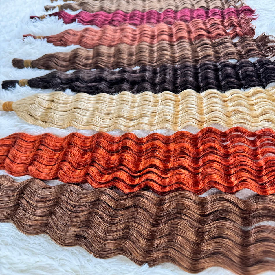 Wholesale Red Deep Wave Hair Bulk for Boho Braids 100% Human Hair Extensions No Weft Blonde Red Curly 613 Vietnamese Hair 30inch