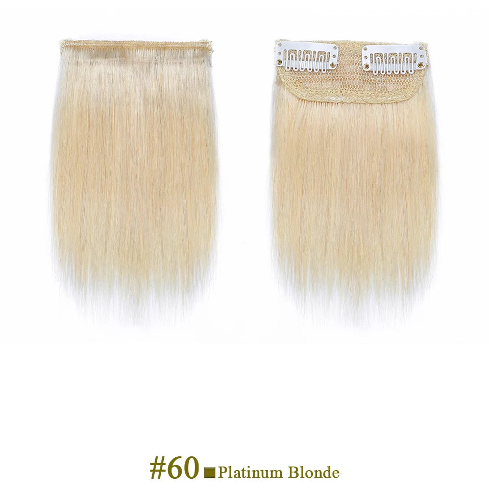 S-noilte 1pc Straight Clip in Hair Extensions Human Hair Side Head 8inch 12inch Black Brown Women Fake Hairpiece Platinum Blonde