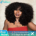 Curly Bob Wig With Bangs Short Bob Curly Wig for Women Natural Color Brazilian Human Hair Deep Wave Bob Wig With Bangs 16 Inch