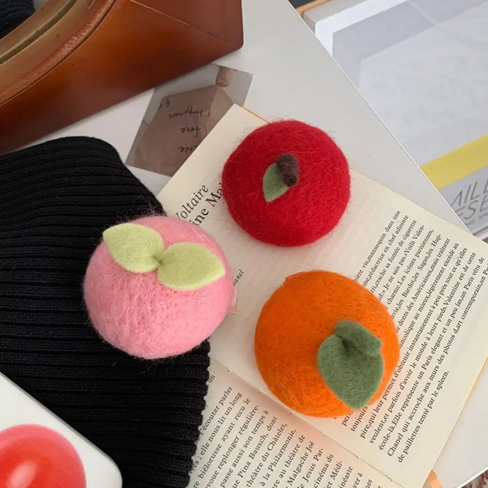 Simulation Food Hairpins Cute Orange Hair Clips Barrettes Peach Hairpins Children Woolen Fruits Duckbill Clips  For Women