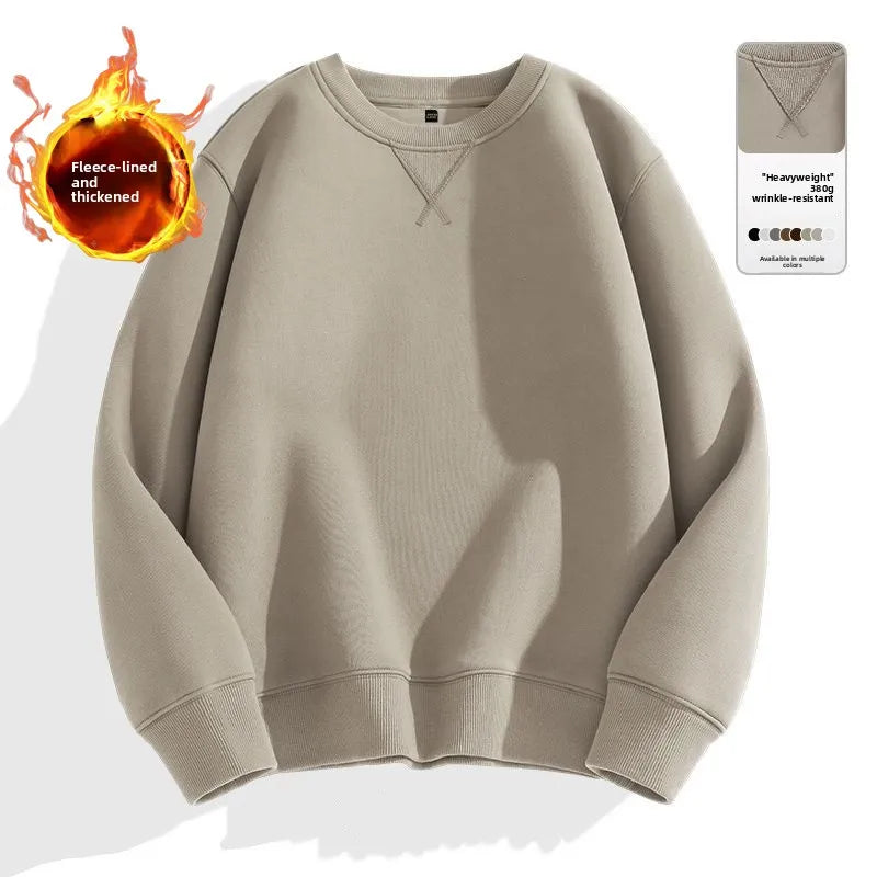 Loose Fit  Color Hoodl Sweatirt Long Sve round Ne Men's Autumn Winter Heavyweight Comfortable Antibacterial Ba...