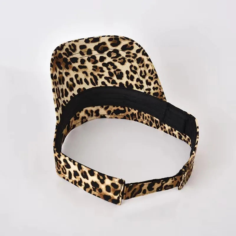 New Summer Sunshade Hat Women's Empty Top Fashion Leopard Print Duck Tongue Hat Sun Protection Breathable Curved brim