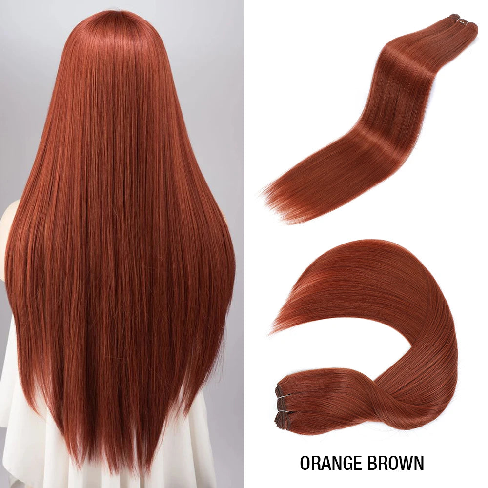 24-32 Inch Bio Protein Straight Hair Bundles Synthetic High Temperature 150g 200g Ombre Brown M888 Orange Soft Hair Weaving