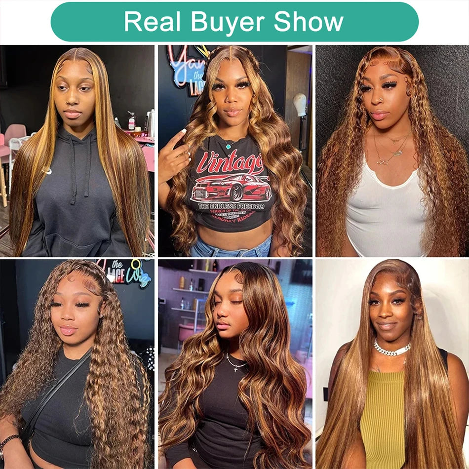 Highlight 13x6 Hd Lace Frontal Wig Human Hair Body Wave  Honey Blonde Brown Human Hair Wig P4/27 Colored Wig