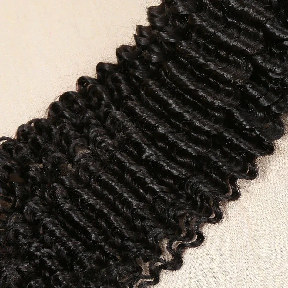 Luvin Deep Wave Human Hair Bundles 30 34 Inch Curly Hair Weaving Remy Unprocessed Tissage Double Weft Virgin Hair Extensions