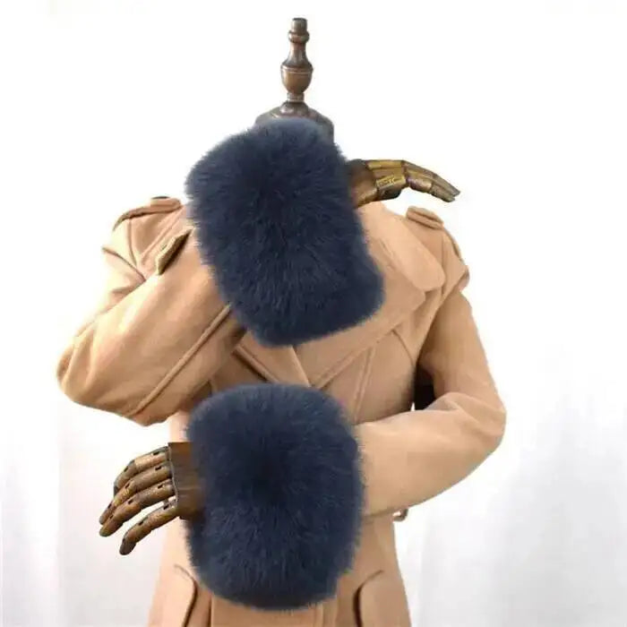 100% Real Fox Fur Cuffs Winter Natural Warm Oversized Arm Warmmer Wristband High Quality Coat Jacket Sleeve Fashion Luxury Cuffs