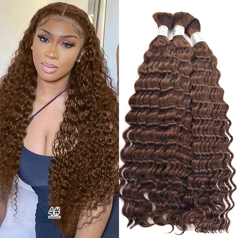 Wholesale Red Deep Wave Hair Bulk for Boho Braids 100% Human Hair Extensions No Weft Blonde Red Curly 613 Vietnamese Hair 30inch