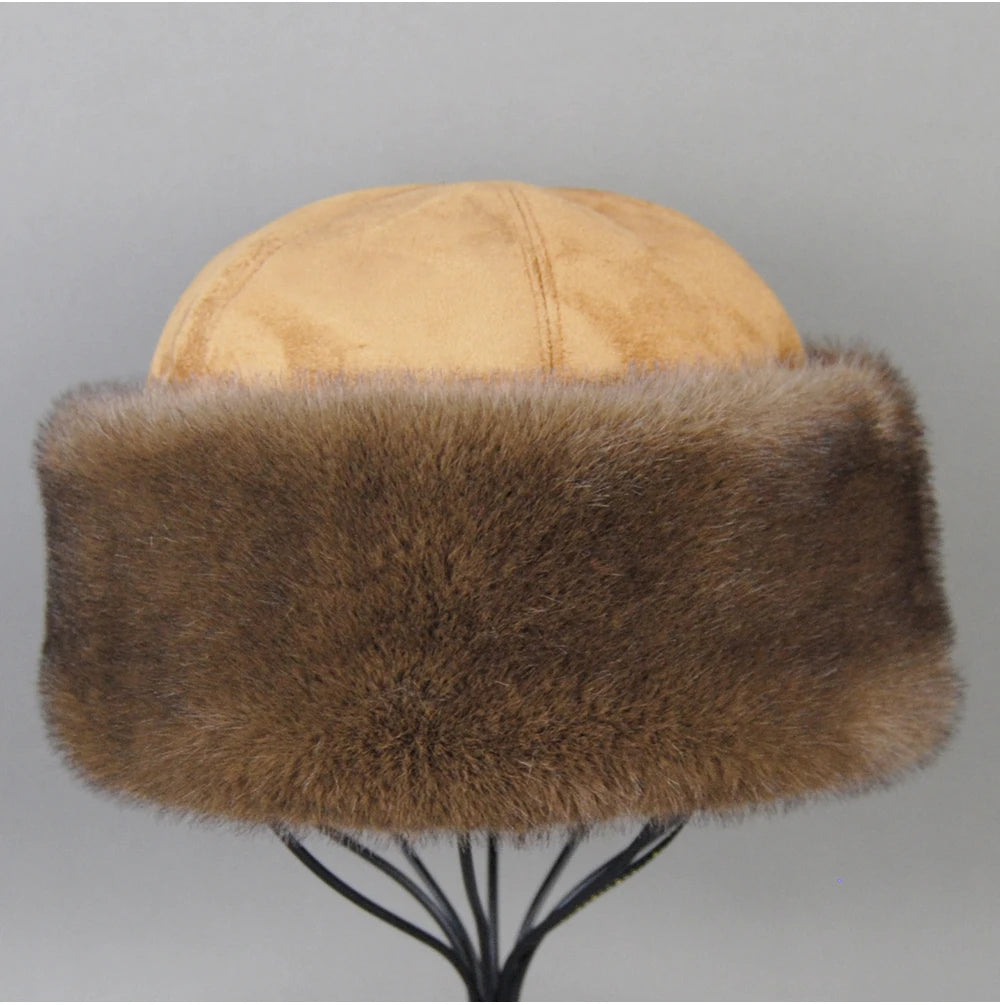 Hot Sale Faux Mink Fur Hat Winter Genuine Baseball Cap Russia Fashion Elegant Lady Warm Faux Fur Ball Straw Hat