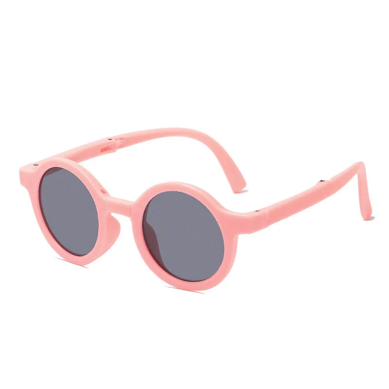 New Folding Children's Fashionable Round Sunglasses Cute Eyeglasses For Boys Girls Baby Sunshade And UV Protection