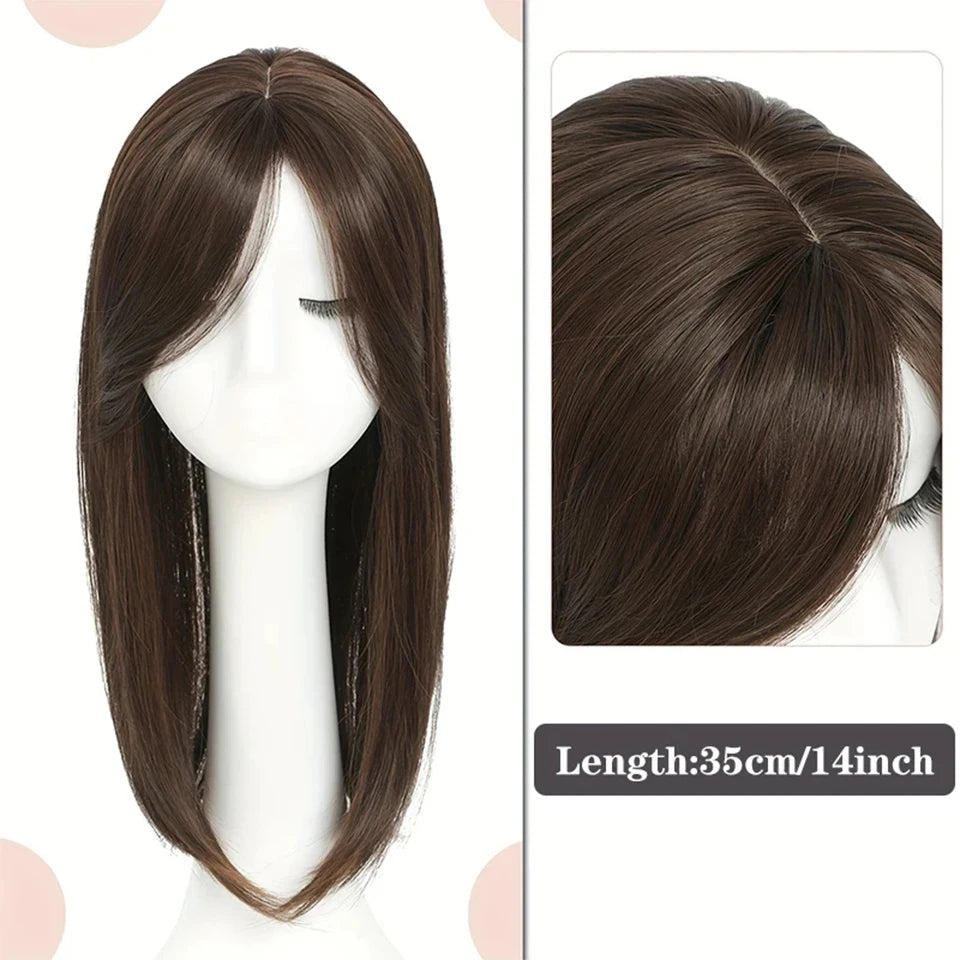 Synthetic Topper Clip In Hair Extensions with Bangs for Women Increase The Amount Of Hair On The Top Of The Head Cover The White