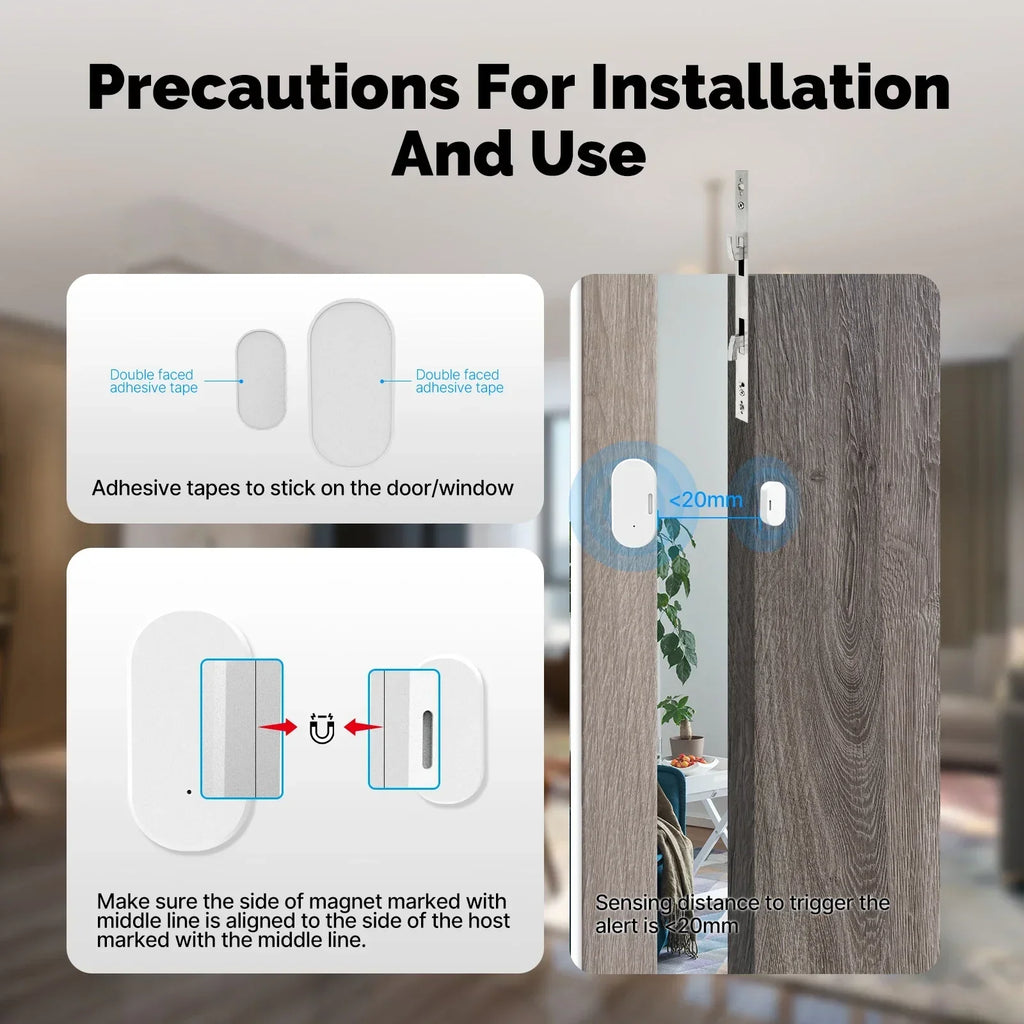 MOES Tuya ZigBee Wireless Smart Door Window Sensor Open Close Detector Light Sensing APP Notification Smart Life Home Security