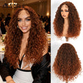 Noble Synthetic Lace Front Wig 22 Inch Curly Lace Part Water Wavy Mixed Brown Lace Wig For Women Lace Front Wigs For Women Wig