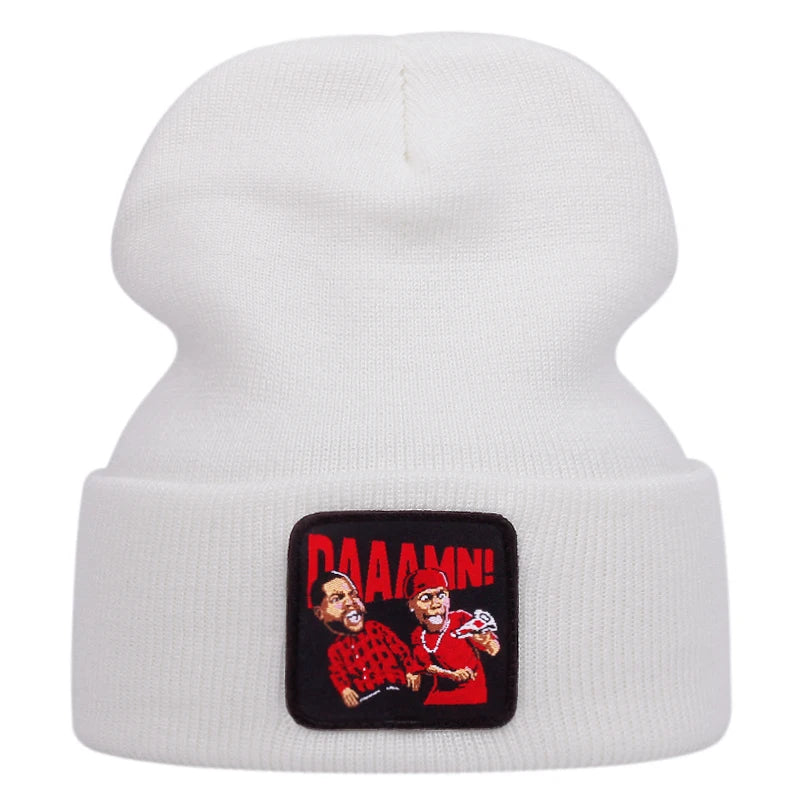 DAAAMN cartoon embroidered knitted hat for autumn and winter outdoor sports events Warm woolen hat hip-hop