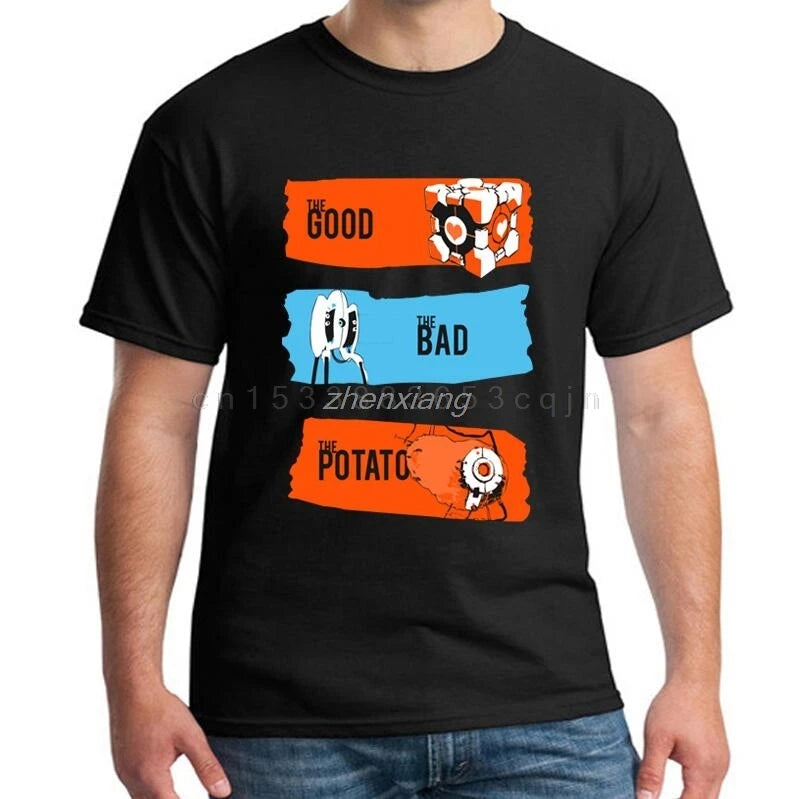 Cartoon Print Short Sleeve T-shirt Game Portal 2 Men's Summer Tops Short Sleeve European Size XS-5XL Tee Shirts