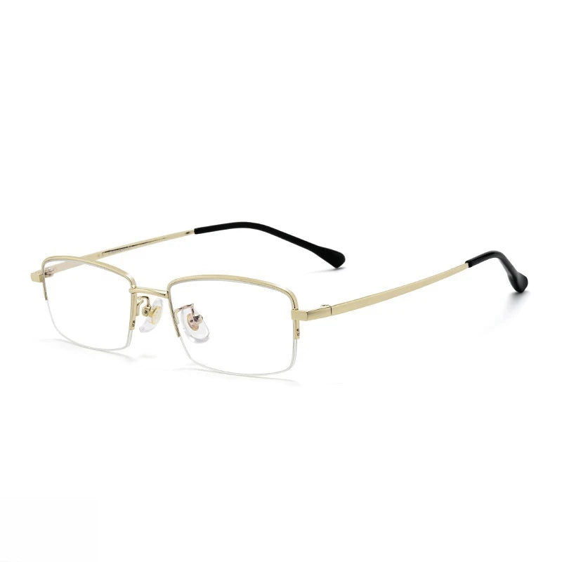 FIRADA Fashion Comfortable Glasses Retro Titanium Square Half Frame Eyewear Business Prescription Eyeglasses Frame Men 18001-C