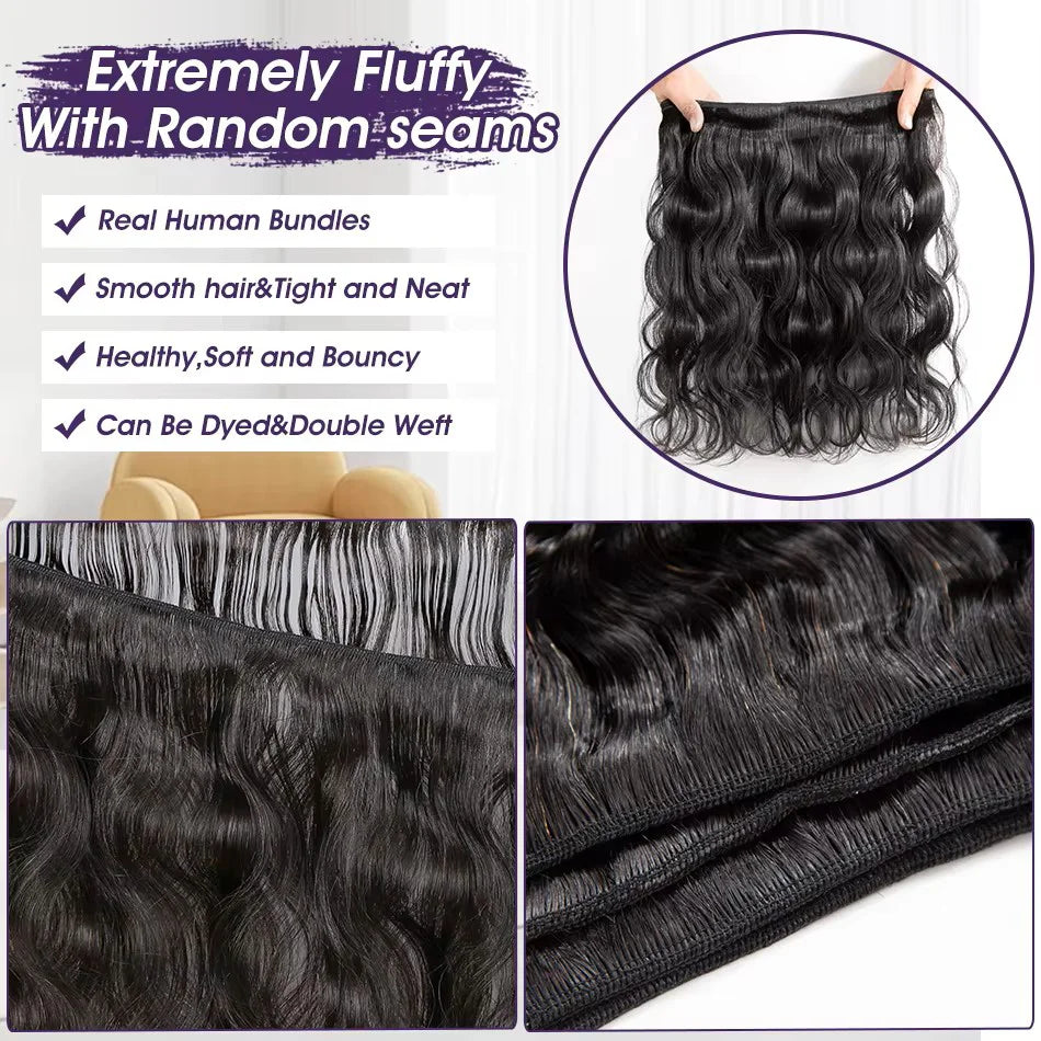 Brazilian 30 36 Inch Body Wave Bundles Burmese Raw Human Hair Bundles Extensions Unprocessed Water Wave Hair 1 3 4 Bundle