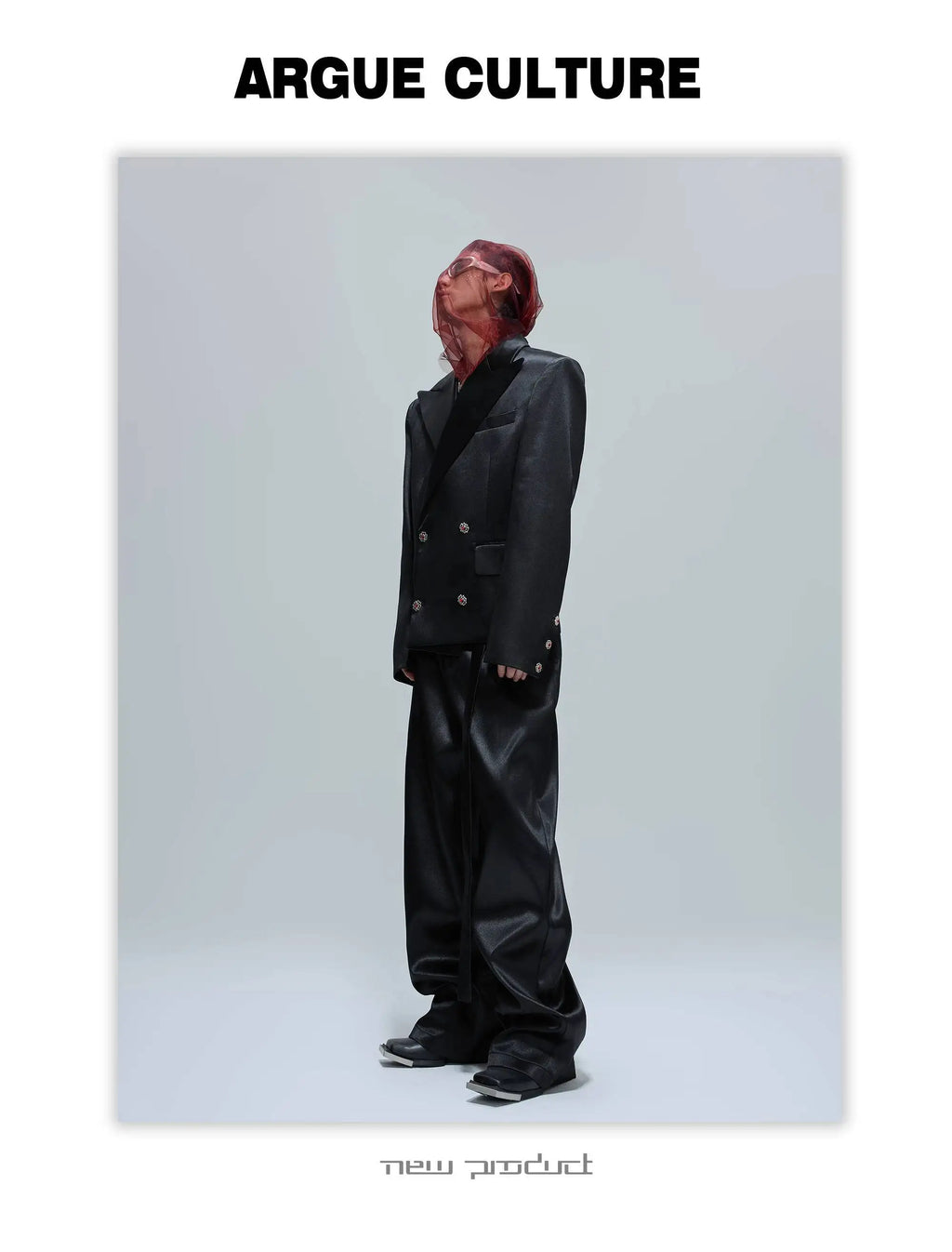 FEWQ Niche Design Men's Suit Sets Lapel Double Breatsed Silhouette Glossy Blazers Wide Leg Belt Chc Button Male Trousers 24K6098