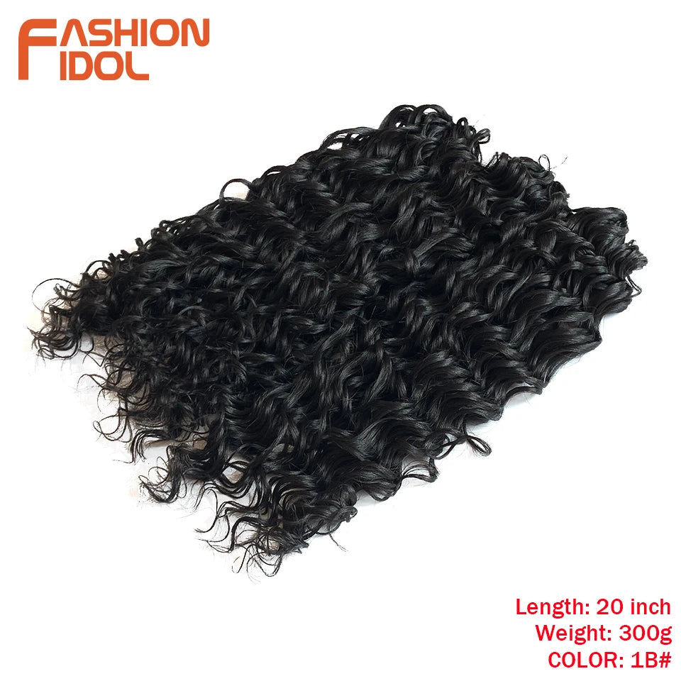FASHION IDOL Curl Hair Deep Wave Twist Hair Extensions For Women 20 Inch Ombre Blonde Crochet Fake Hair Synthetic Crochet Braids