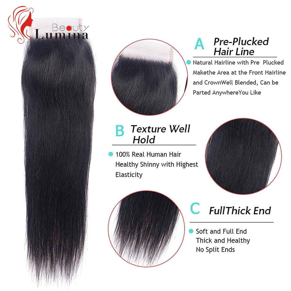 5×5 Lace Closure Human Hair Closure 4x4 Lace Closure Only Straight Closure Remy Hair closure cheveux humain closures bresiliens