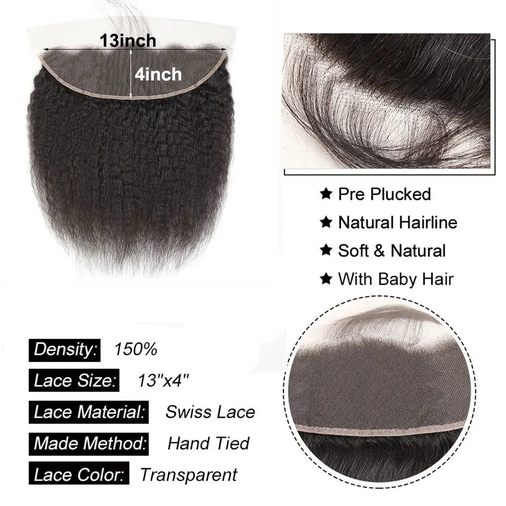 Kinky Straight Closure Human Hair 4x4 5x5 6x6 Transparent Lace Closure Frontal 13x4 13x6 Kinky Straight Lace Frontal Closure