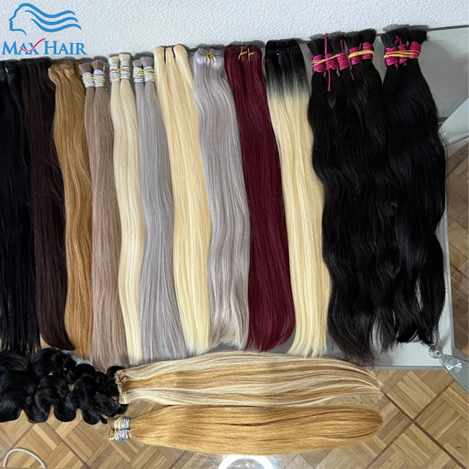 613 Striaght Human Hair No Weft 100% Virgin Bundles Highlight Original Bulk Extensions Russian Natural Unprocessed Blonde hair