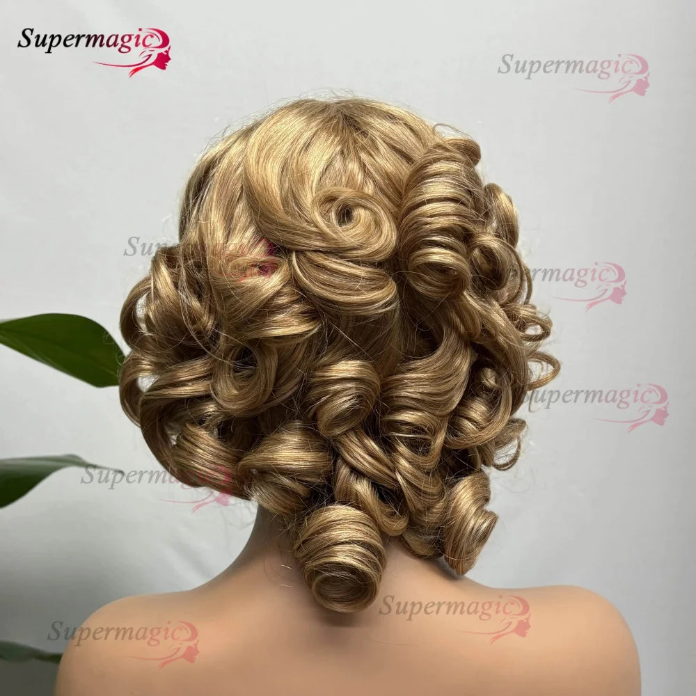 16" Loose Bouncy Curly 300 Density Glueless Lace Frontal Human Hair Wig Ready To Wear 5x5 HD Lace Wig Preplucked Hair For Woman