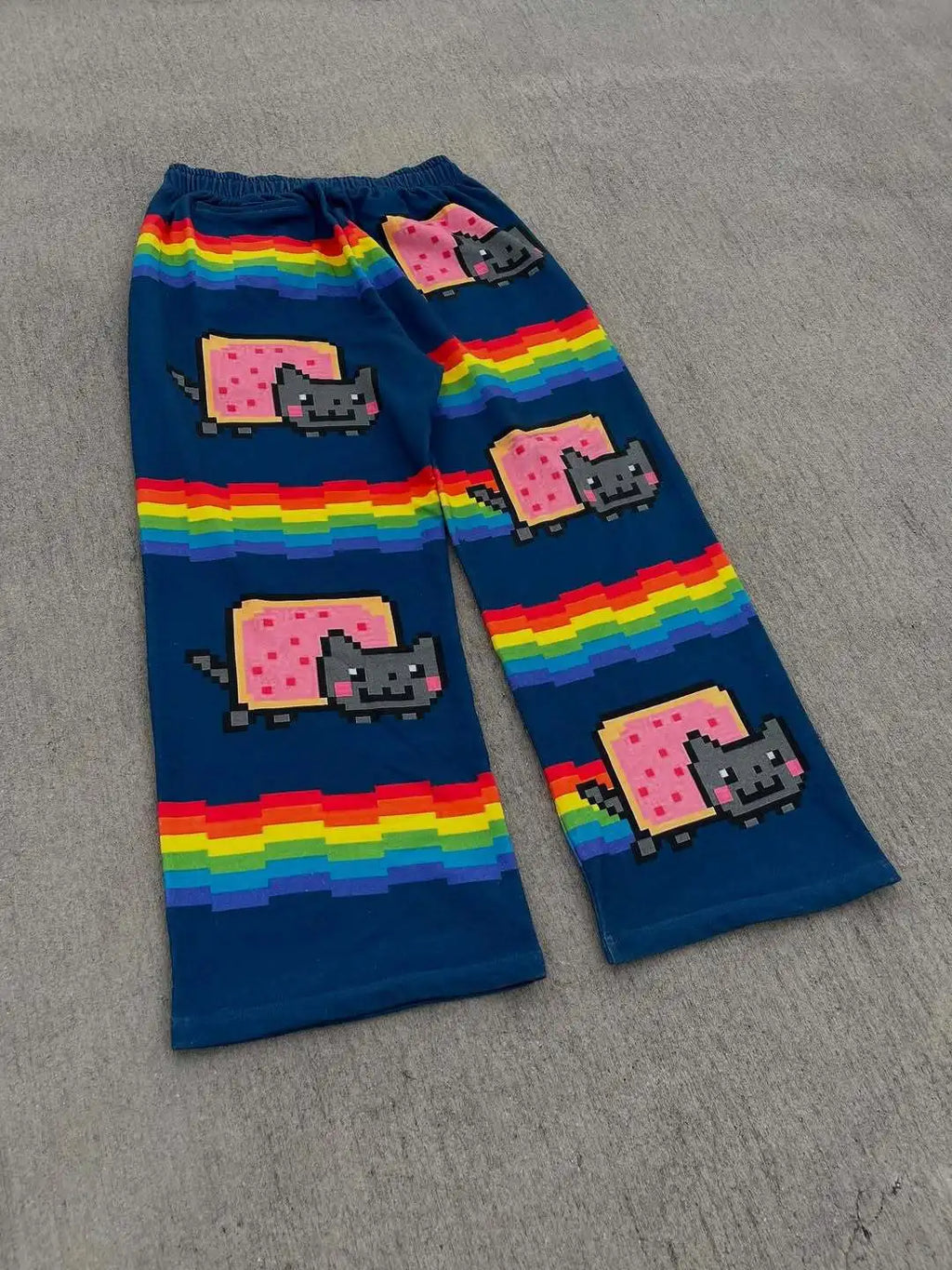 Nyan Cat Sweatpants Y2k Pants Baggy Men Elastic Waist American Streetwear Hip Hop Vintage Joggings Casual Pants Men Clothing