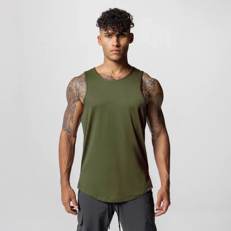 Men's Summer Quick Dry Mesh Breathable Casual Tank Top Male Gym Fitness Clothing Sleeveless Shirt Sports Running Vest Undershirt