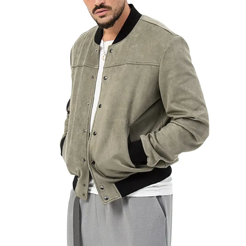 24  Autumn/Winter Suede Men's Button Cardigan Jacket Casual American