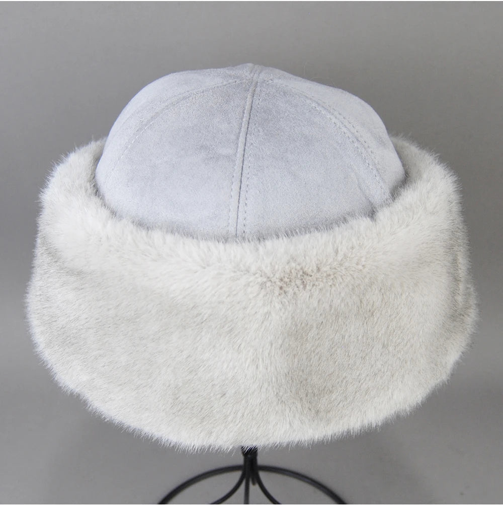 Hot Sale Faux Mink Fur Hat Winter Genuine Baseball Cap Russia Fashion Elegant Lady Warm Faux Fur Ball Straw Hat