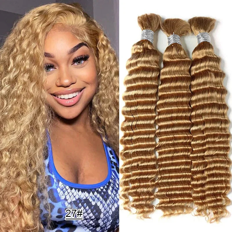 Wholesale Red Deep Wave Hair Bulk for Boho Braids 100% Human Hair Extensions No Weft Blonde Red Curly 613 Vietnamese Hair 30inch