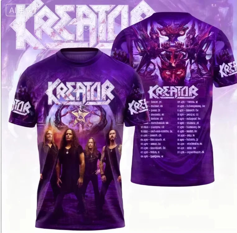 2026 New Kreator Band 3D Print T-shirt Men Women Fashion Hip Hop Street Short Sleeve Tops Tees Kids Clothes men camisetas hombre