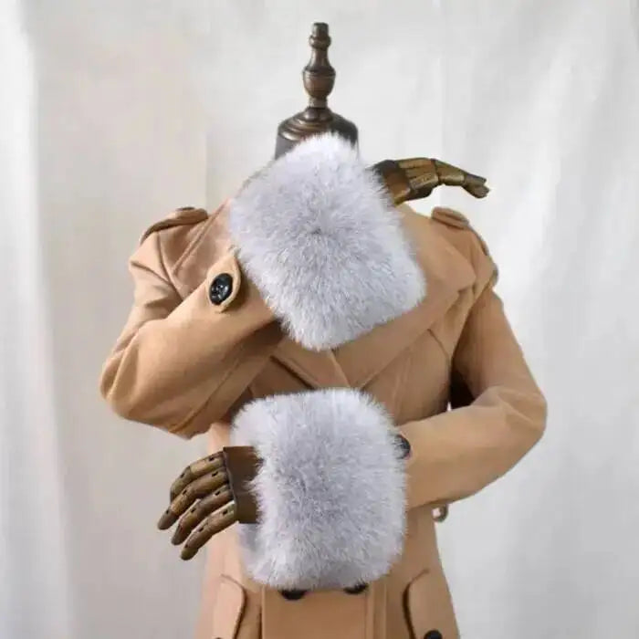 100% Real Fox Fur Cuffs Winter Natural Warm Oversized Arm Warmmer Wristband High Quality Coat Jacket Sleeve Fashion Luxury Cuffs