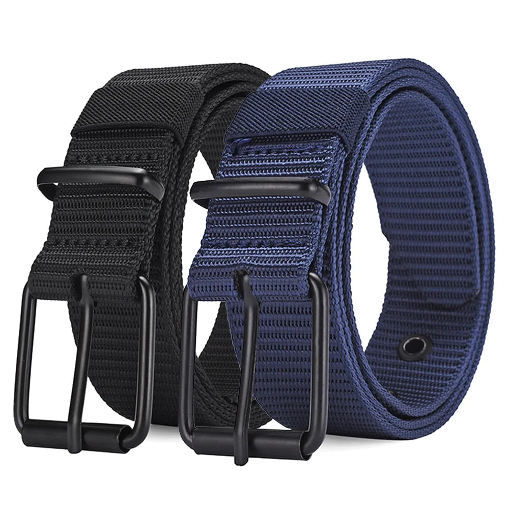 1pc Men's Belt Porous Canvas Metal Pin Buckle Belt Outdoor Sports Belt Women's Fashion Eyelet Belt With Jeans Belt For Men Women