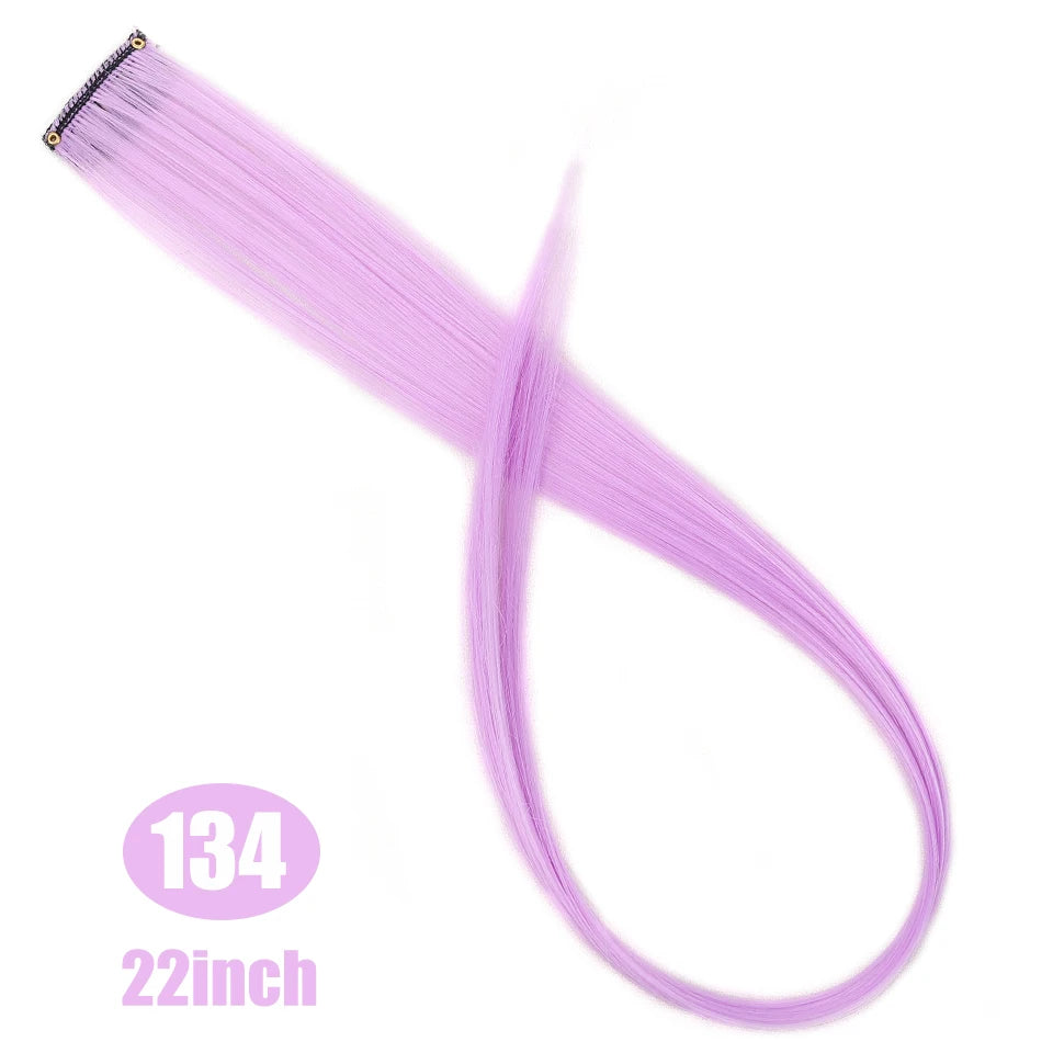 Lupu Synthetic Long Straight Rainbow Highlight Colored Hair Extensions Clip In Fake Hair Pieces For Women Heat Resistant