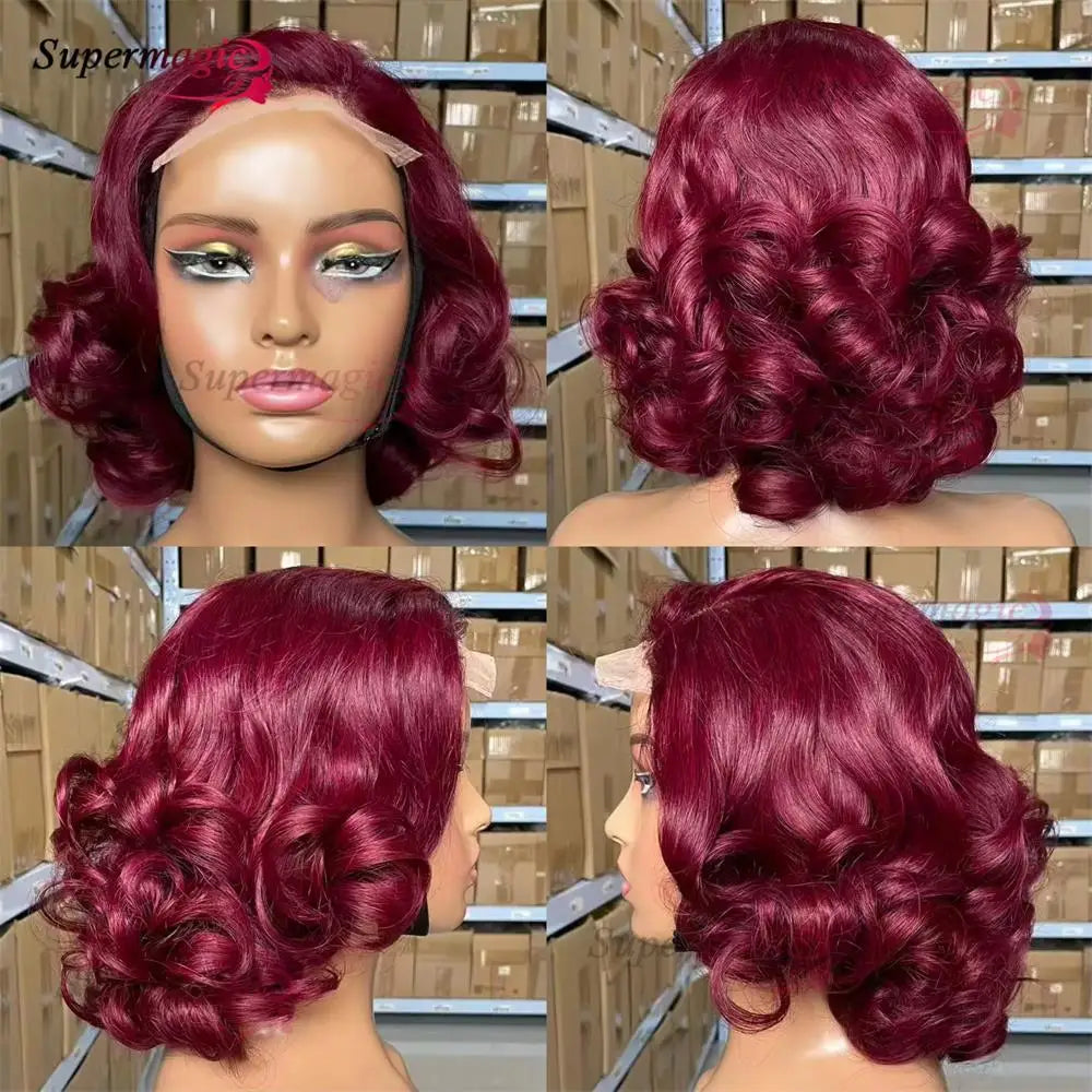 16" Loose Bouncy Curly 300 Density Glueless Lace Frontal Human Hair Wig Ready To Wear 5x5 HD Lace Wig Preplucked Hair For Woman