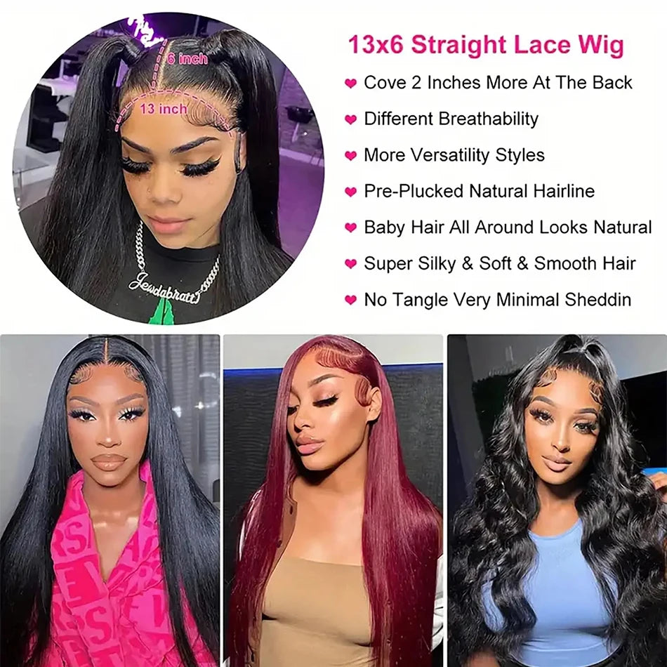 Glueless Wigs HD Transparent Lace Front Human Hair Wig 13x4 13x6 Bone Straight Frontal Wig Pre Plucked 4x4 HD Lace Closure Wig