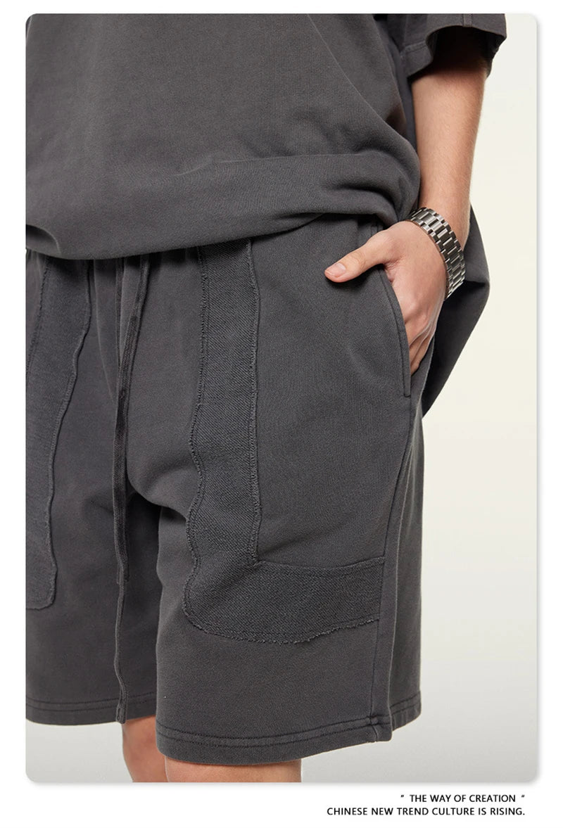 ZODF New 2024 Summer Men Washed Cotton Shorts Unisex Casual Loose 350gsm Comfortable Short Pants Brand Bottoms HY0792