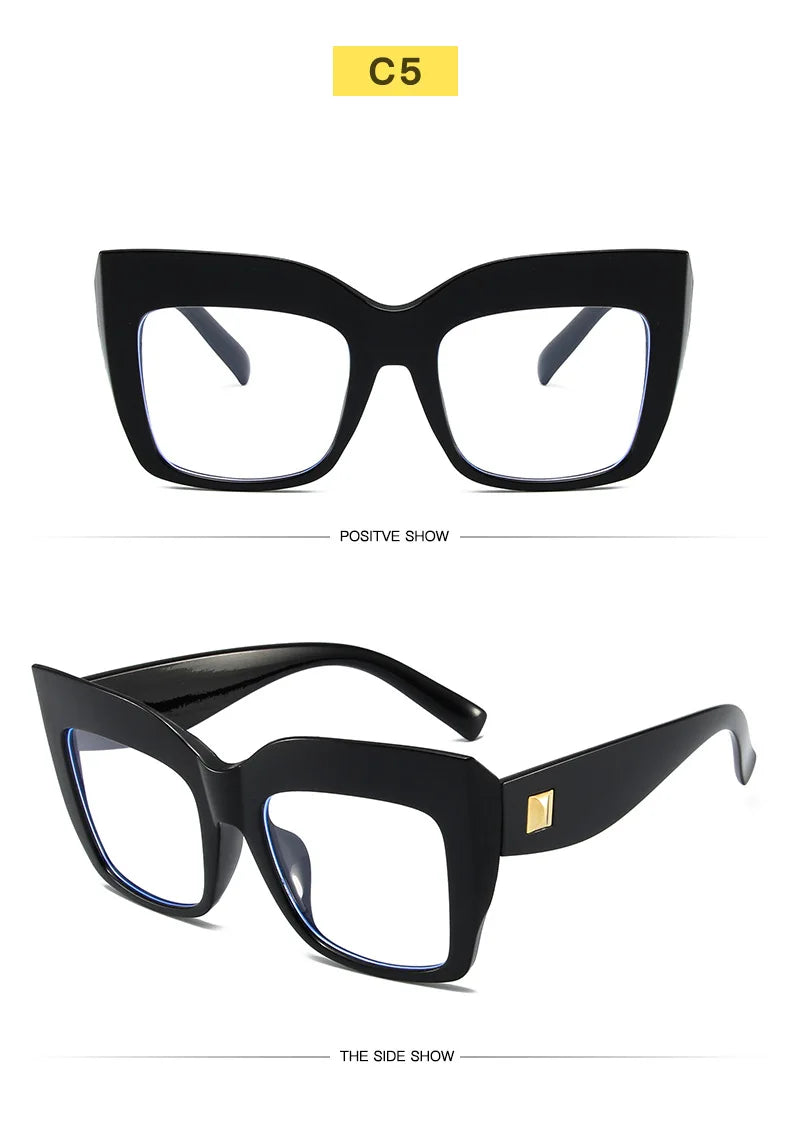 Oversize Women's Glasses Fashion Transparent Square Ladies Eyeglasses Blue Clear Lens Optical Female Eyewear Anti Blue Light