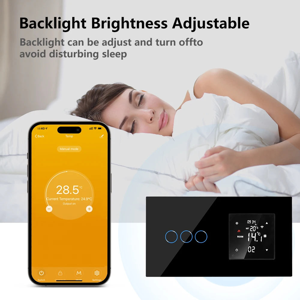 Bingoelec Tuya WiFi Smart Thermostat with Touch Switch Electric Floor Heating Water/Gas Boiler Temperature Controller Smart Home