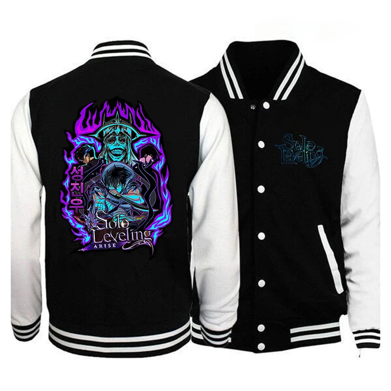 New Anime Solo Leveling Print Baseball Jacket Women Men Casual Loose Jacket Autumn Winter Sweatshirt Jersey Tops