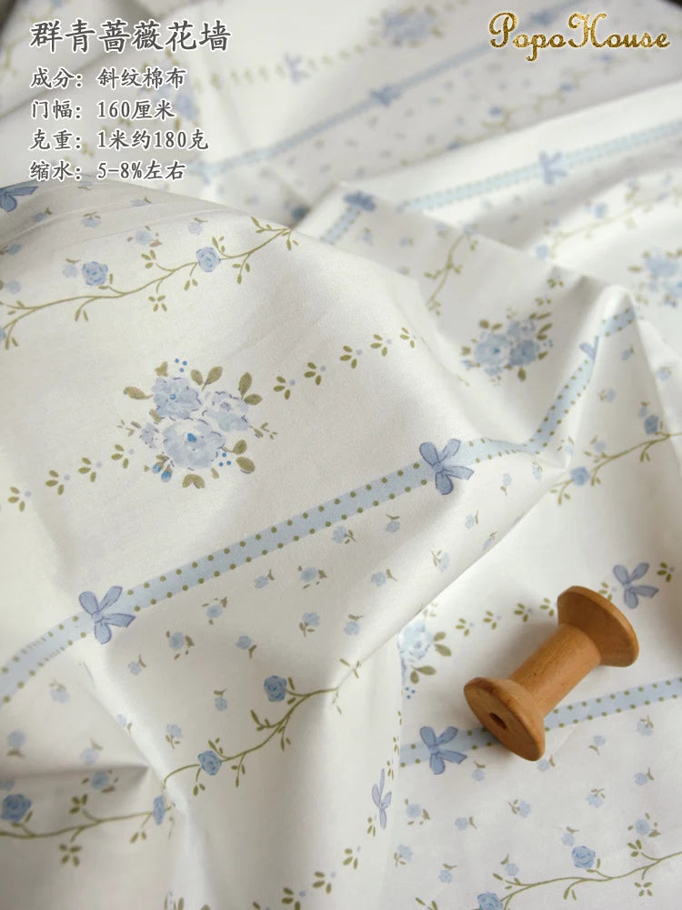 160x50cm Qunqing Rose Flower Wall Diagonal Pure Cotton Fabric, Children's Clothing Dress, Clothing DIY Sewing Cloth