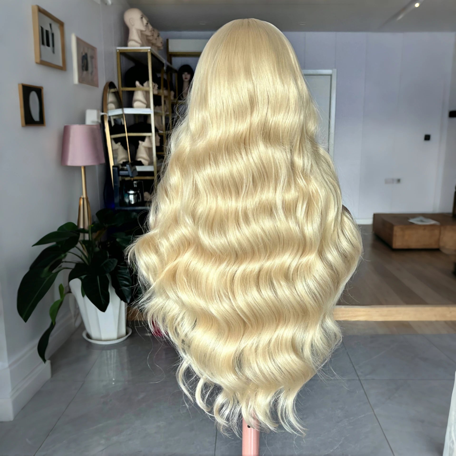 Long Blonde Curly Wavy Wigs for Women Synthetic Hair Free Part Honey Blonde Loose Deep Wave 13X4 Frontal Wigs for Daily Party